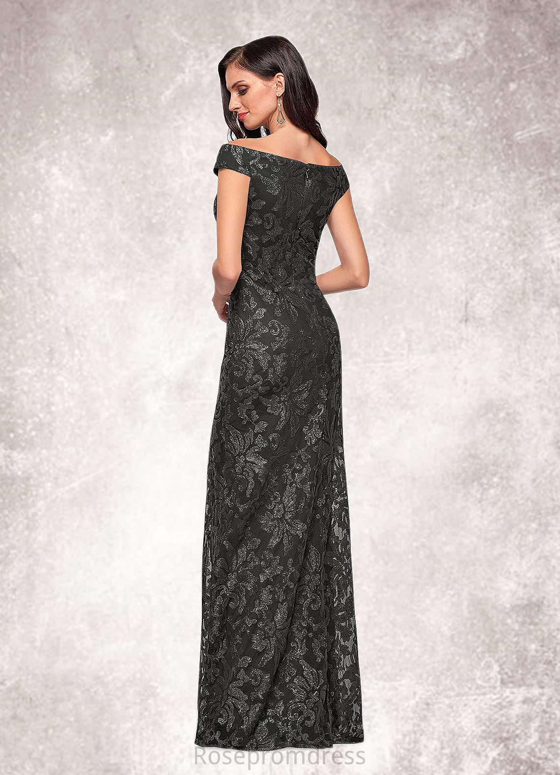 Bethany A-Line Off the Shoulder Lace Floor-Length Dress SRSP0019854