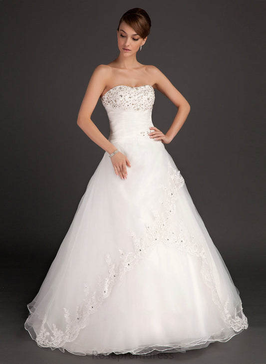 Floor-Length Organza Ball-Gown/Princess Sweetheart Satin Dress Lace Beading Ruffle Wedding Wedding Dresses With Hanna