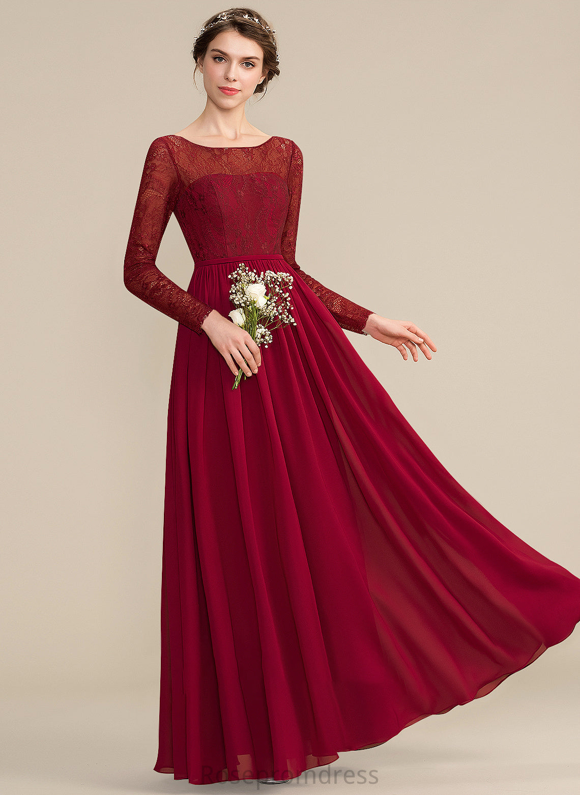 Length Fabric Lace A-Line Straps Silhouette Floor-Length ScoopNeck Neckline Nicole Sleeveless Tulle Bridesmaid Dresses