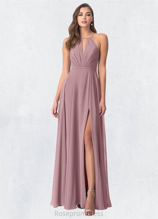 Serenity A-Line Pleated Chiffon Floor-Length Dress SRSP0019598