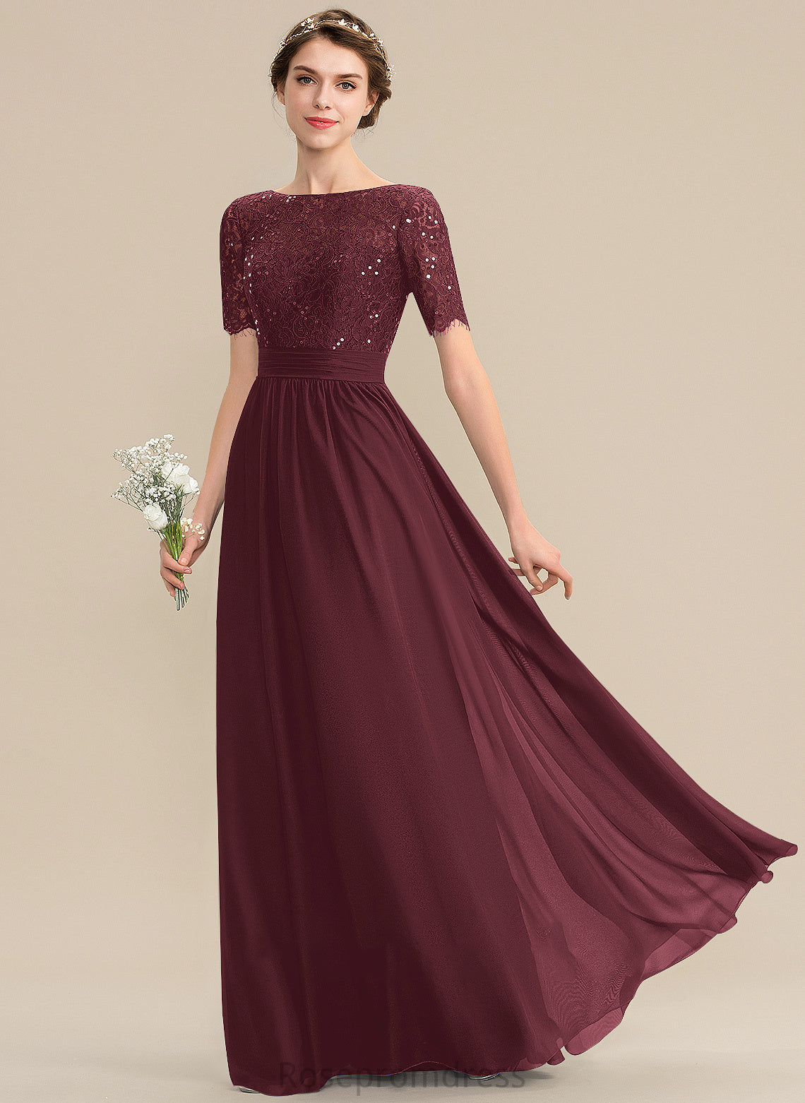 Floor-Length Fabric Embellishment Length Neckline Sequins Silhouette A-Line ScoopNeck Gwendoline Spaghetti Staps Floor Length Bridesmaid Dresses