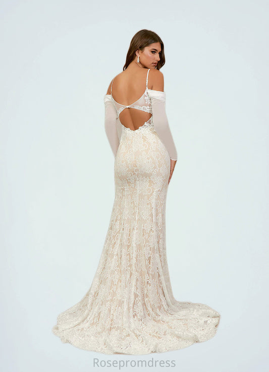 Reina Mermaid Sequins Lace Chapel Train Dress SRSP0020242
