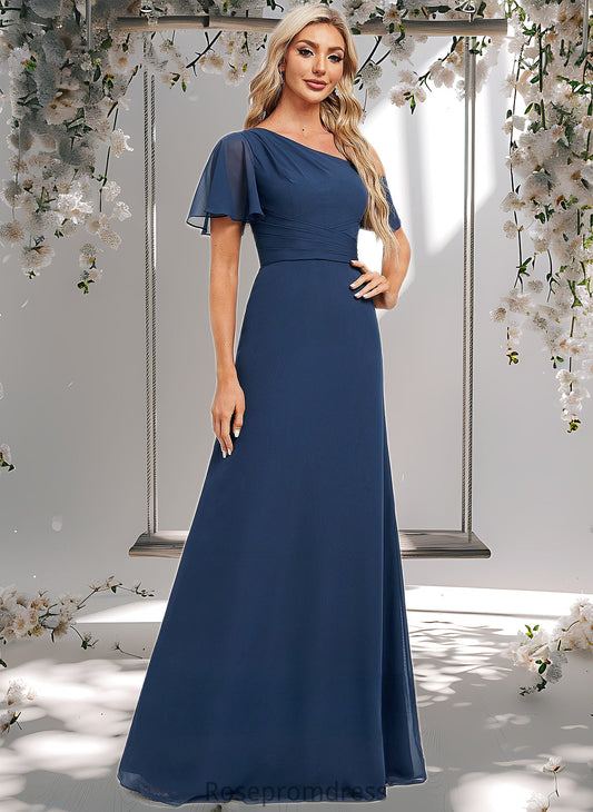 Yamilet A-line Asymmetrical Floor-Length Chiffon Bridesmaid Dress With Ruffle DSP0025801