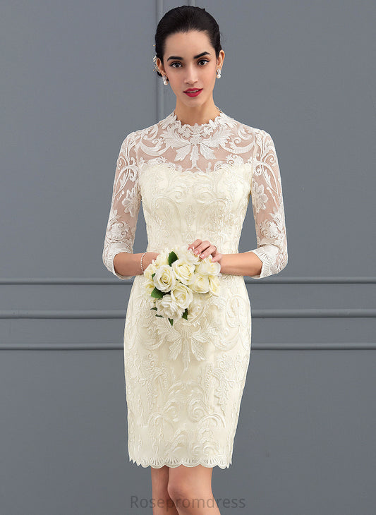 Neck Leia Wedding Dresses Sheath/Column Dress Lace High Knee-Length Wedding