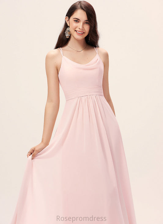 Floor-Length A-Line Silhouette Length Fabric CowlNeck Straps Neckline Hortensia Floor Length Natural Waist Spaghetti Staps Bridesmaid Dresses