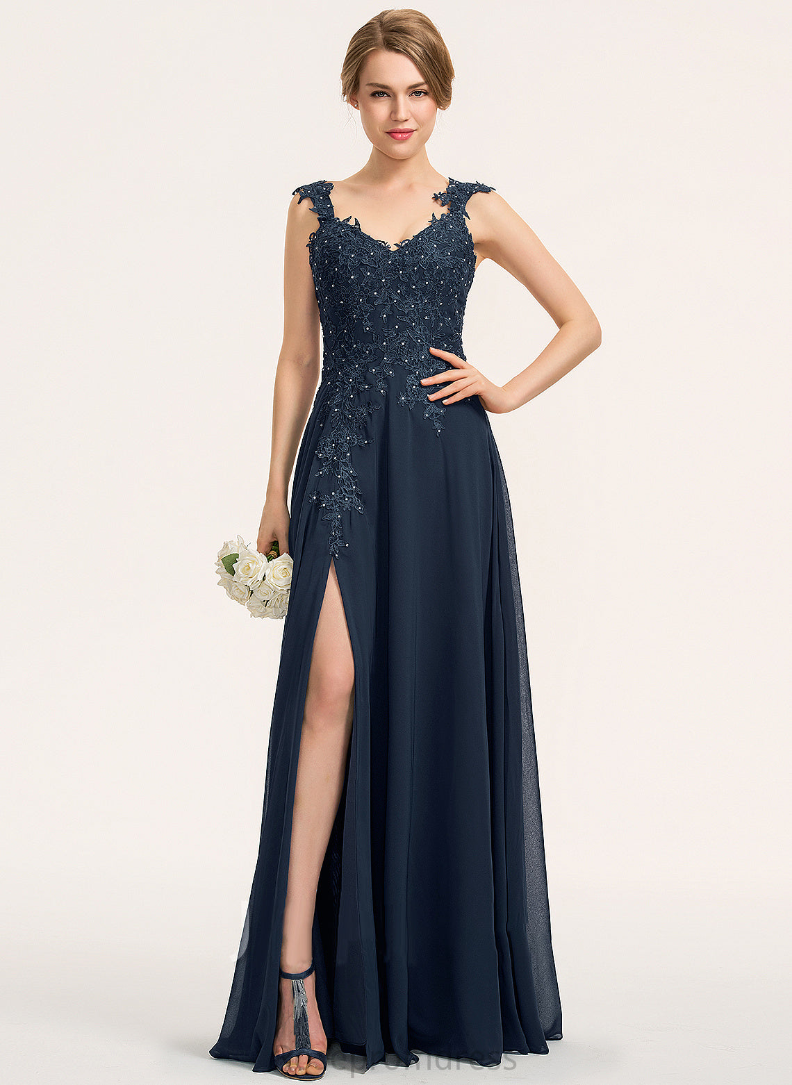SplitFront A-Line Fabric Beading Embellishment Floor-Length Silhouette Length Sweetheart Neckline Tatum Bridesmaid Dresses