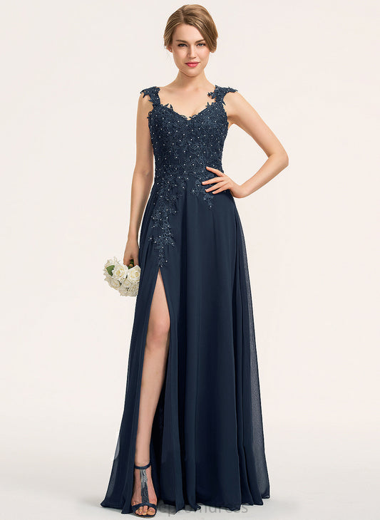 SplitFront A-Line Fabric Beading Embellishment Floor-Length Silhouette Length Sweetheart Neckline Tatum Bridesmaid Dresses