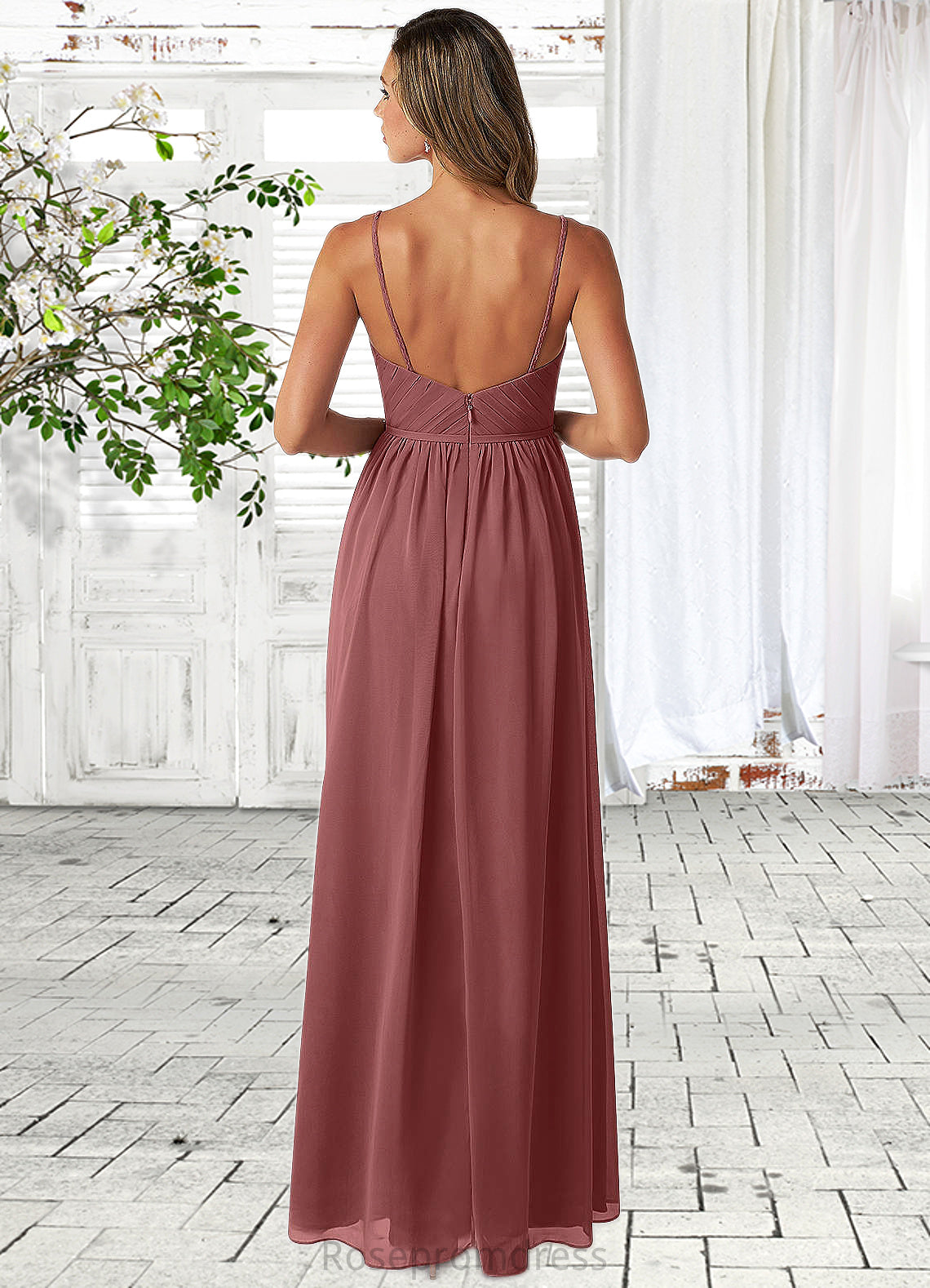 Ariana A-Line Sweetheart Neckline Chiffon Floor-Length Dress SRSP0019696