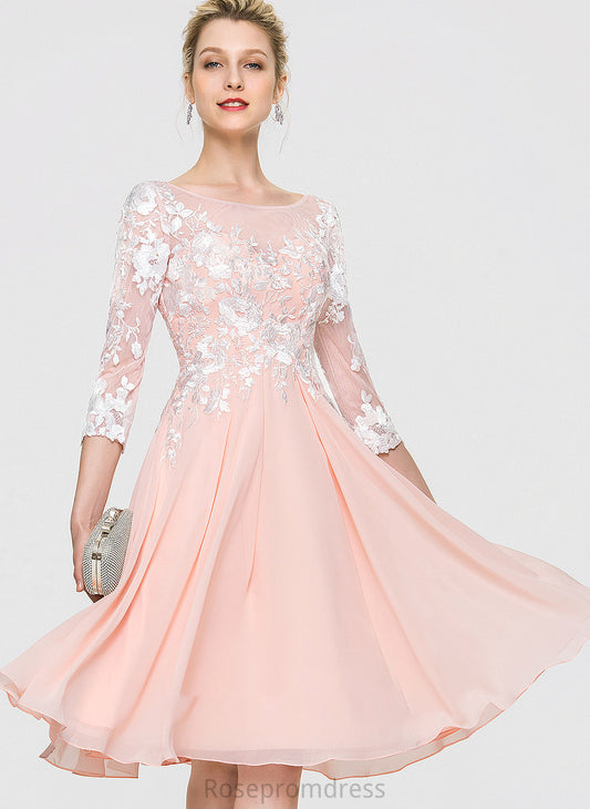 Chiffon Wedding Dresses Neck Dress Scoop Avery Knee-Length Wedding