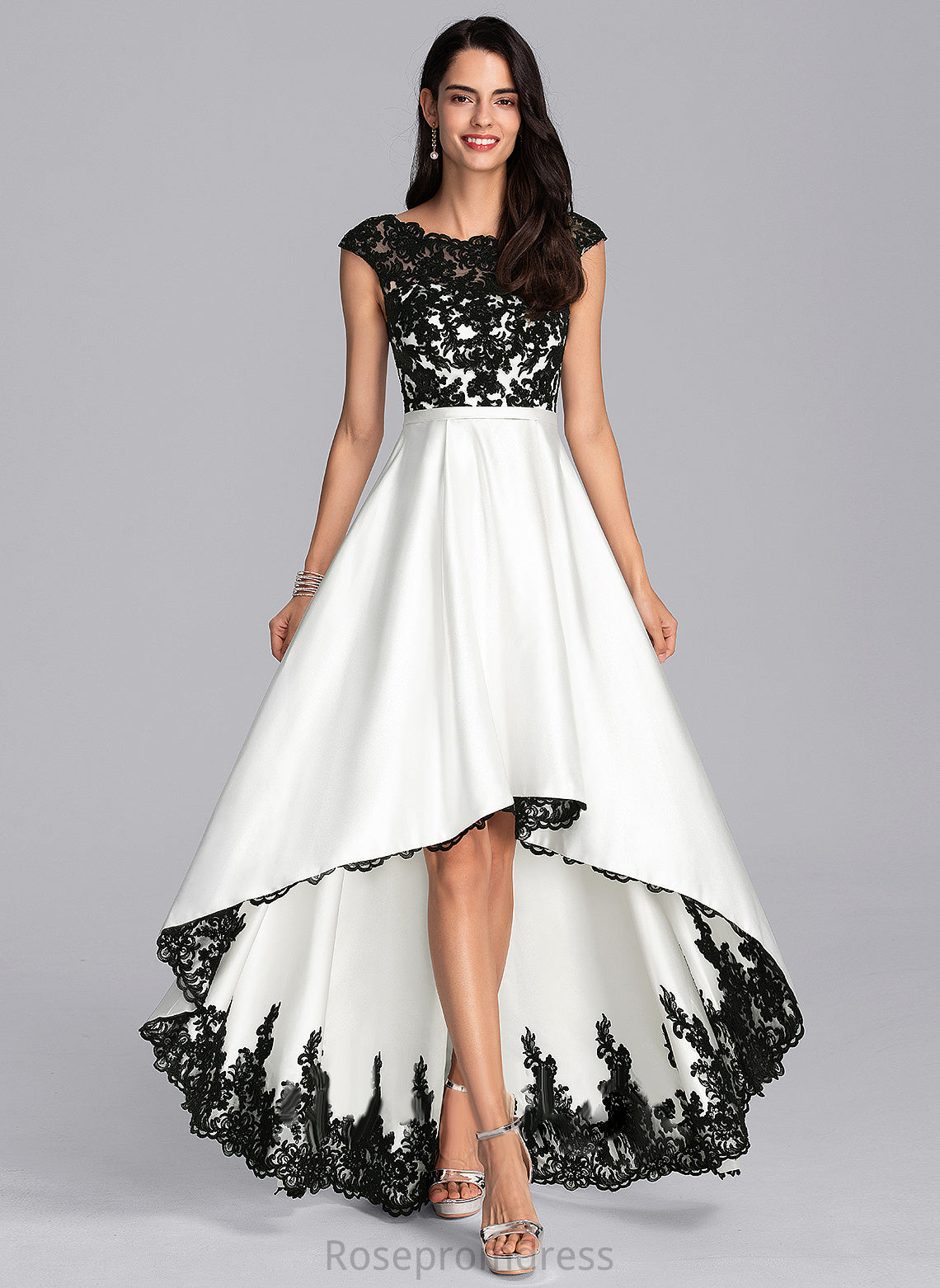 Scoop Kaylah Prom Dresses Asymmetrical Ball-Gown/Princess Lace Satin