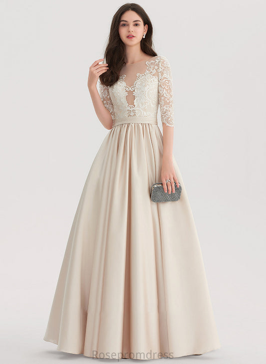 Scoop Prom Dresses Neck Ball-Gown/Princess Satin Floor-Length Gemma