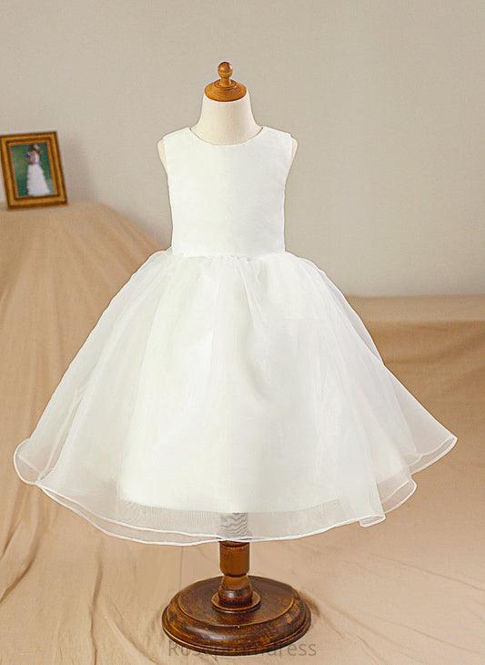 Neck Sleeveless Flower Girl Dresses Satin/Tulle Dress Gown Girl Reese Ball Flower Knee-length - Scoop