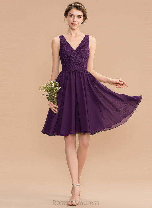 Length A-Line Ruffle Knee-Length V-neck Fabric Silhouette Neckline Embellishment Ireland Bridesmaid Dresses