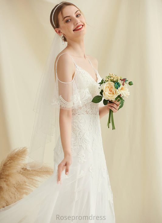 A-Line Lace Beading Kierra Wedding Wedding Dresses With Tulle Dress Train Sweep