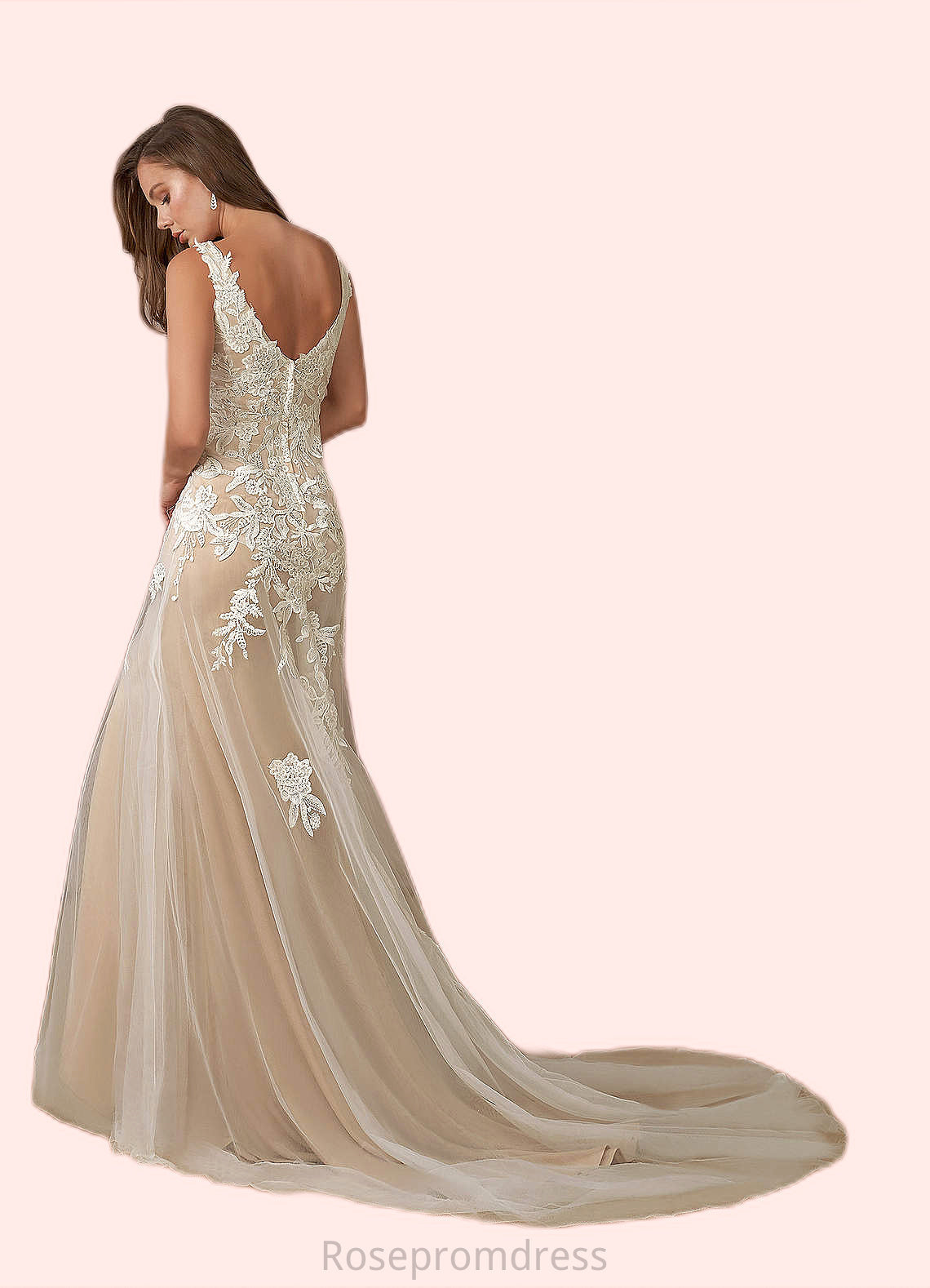 Stephanie A-Line Sequins Tulle Chapel Train Dress SRSP0020116