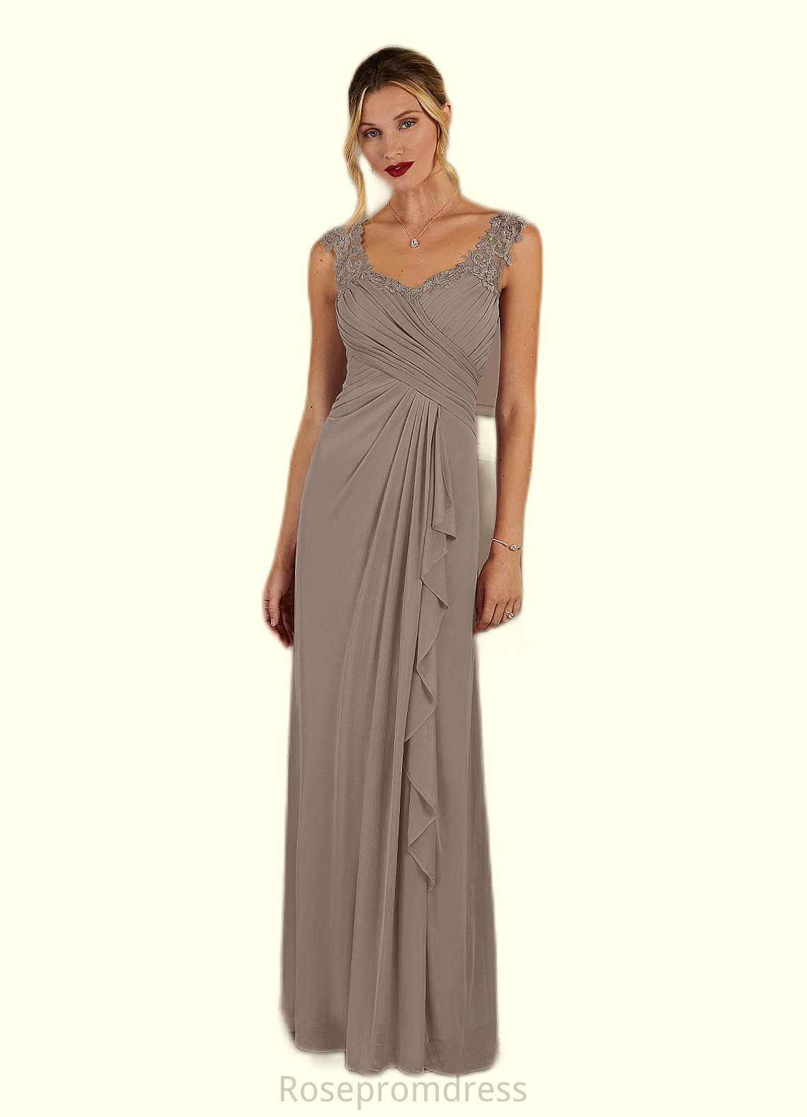 Zaria A-Line Lace Mesh Floor-Length Dress SRSP0019826