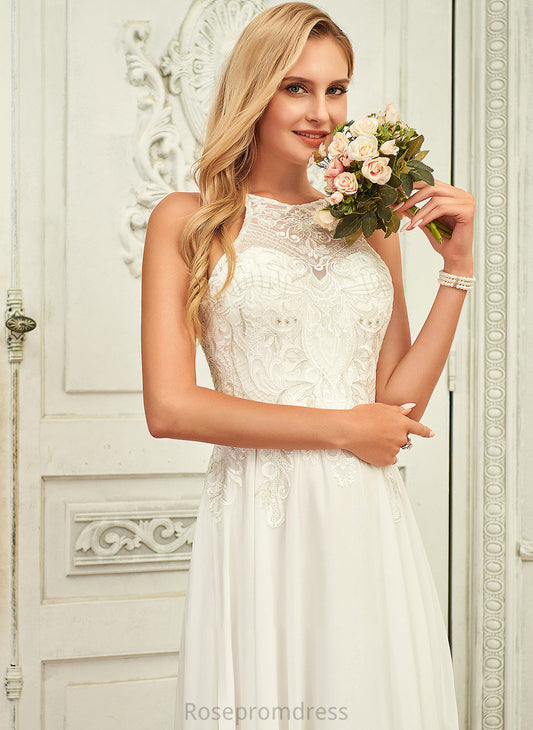 Ellie Wedding A-Line Floor-Length Lace Wedding Dresses Scoop Dress Chiffon Neck