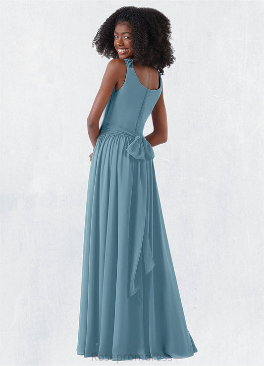 Maddison A-Line Pleated Chiffon Floor-Length Junior Bridesmaid Dress SRSP0020010