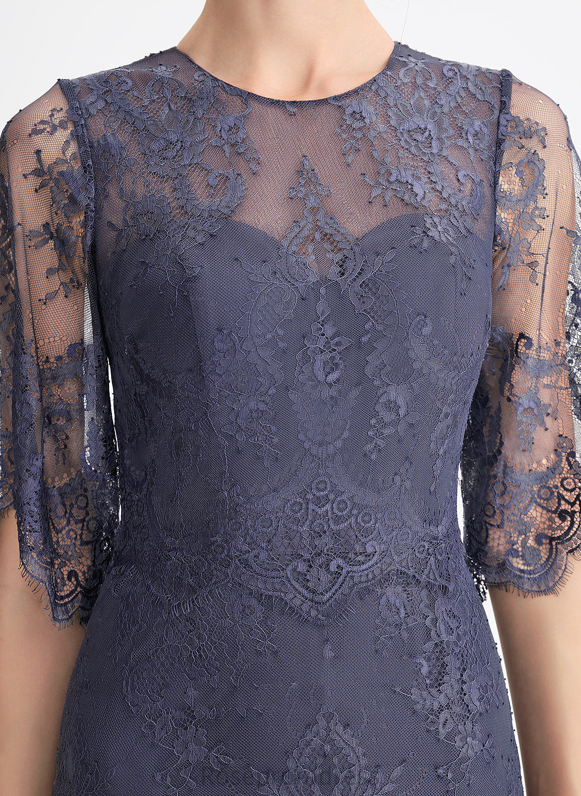 Sheath/Column With Scoop Jacquelyn Cocktail Dresses Neck Dress Lace Lace Knee-Length Cocktail