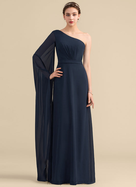 Silhouette Fabric Ruffle Neckline Embellishment Length Floor-Length One-Shoulder A-Line Roselyn Half Sleeves Floor Length Bridesmaid Dresses