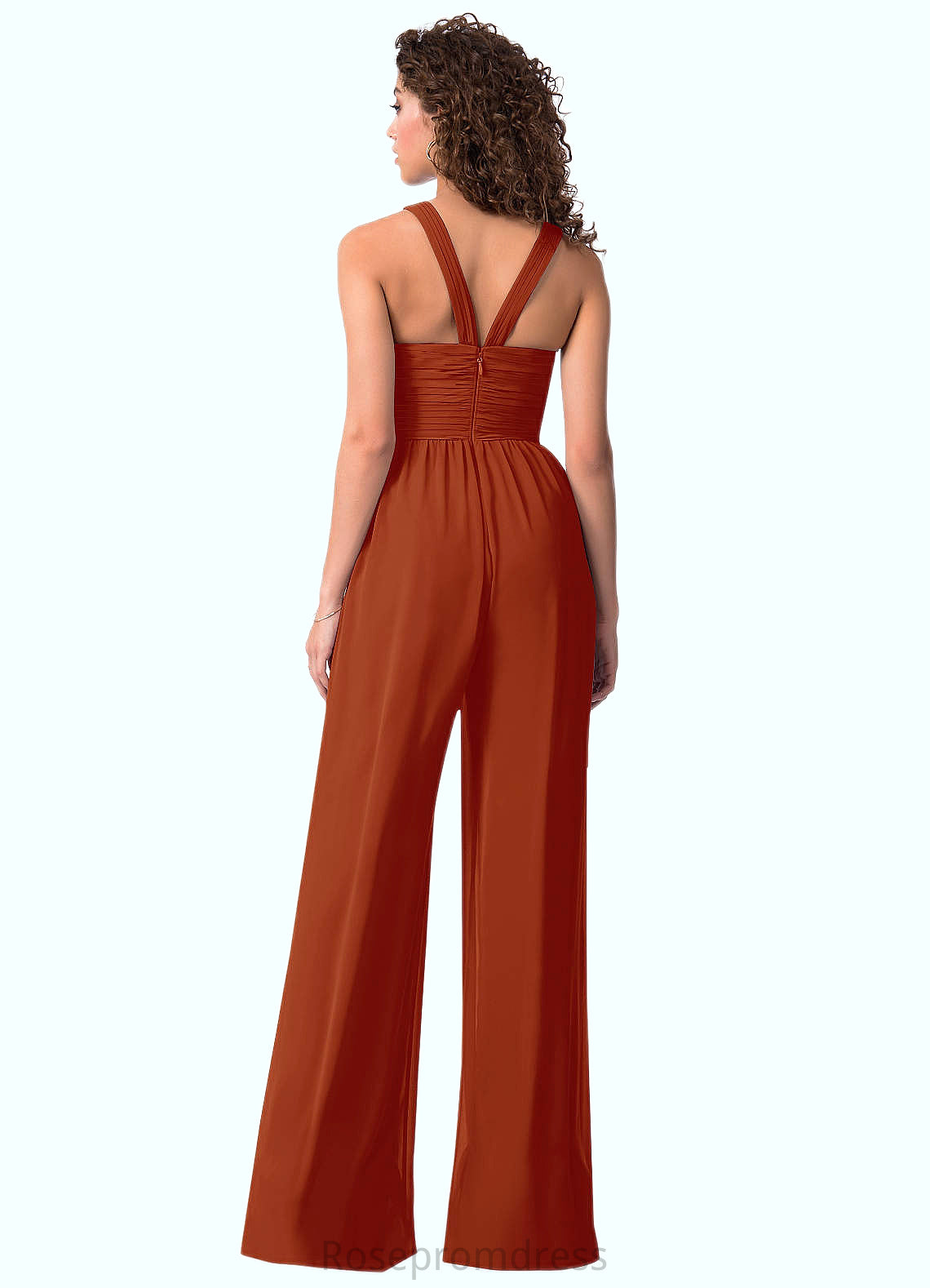 Julie Pleated Chiffon Jumpsuit Paprika Dress SRSP0019654