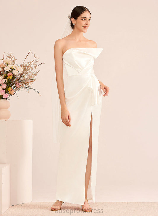 Floor-Length Sheath/Column Dress Wedding Dresses With Wedding Split Front Sloane Sweetheart Ruffle