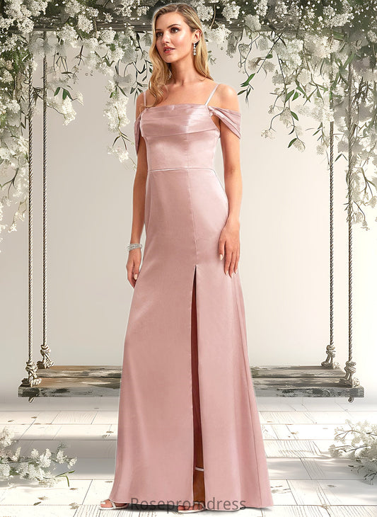 Cornelia A-line Cold Shoulder Floor-Length Stretch Satin Bridesmaid Dress DSP0025747