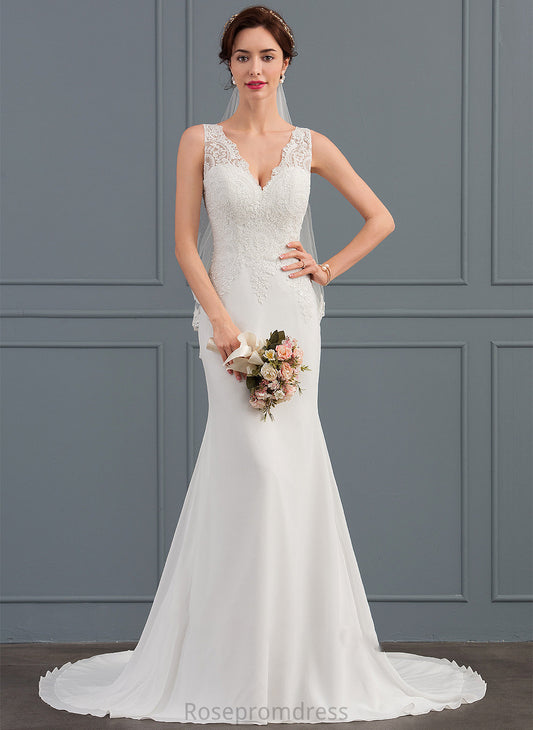 Dress Court V-neck Wedding Dresses Yadira Trumpet/Mermaid Train Chiffon Wedding