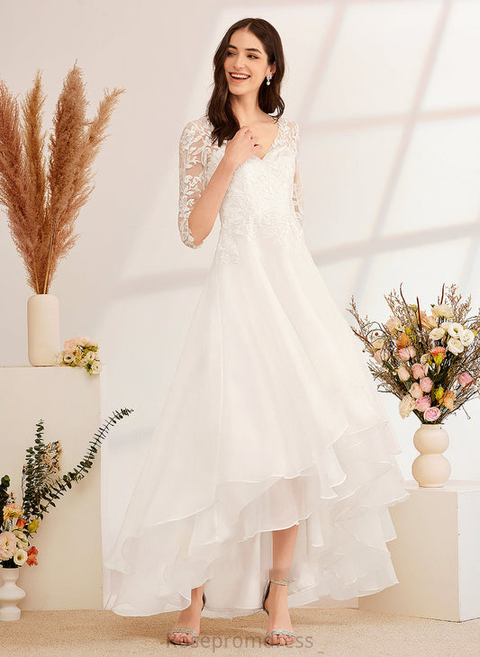 Dress Wedding Dresses Sequins With Beading Asymmetrical Samantha V-neck A-Line Wedding