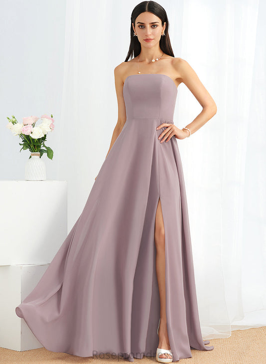 Strapless Sleeveless Length Silhouette BackStyle Floor-Length Fabric Straps&Sleeves A-line Joslyn A-Line/Princess Knee Length Bridesmaid Dresses