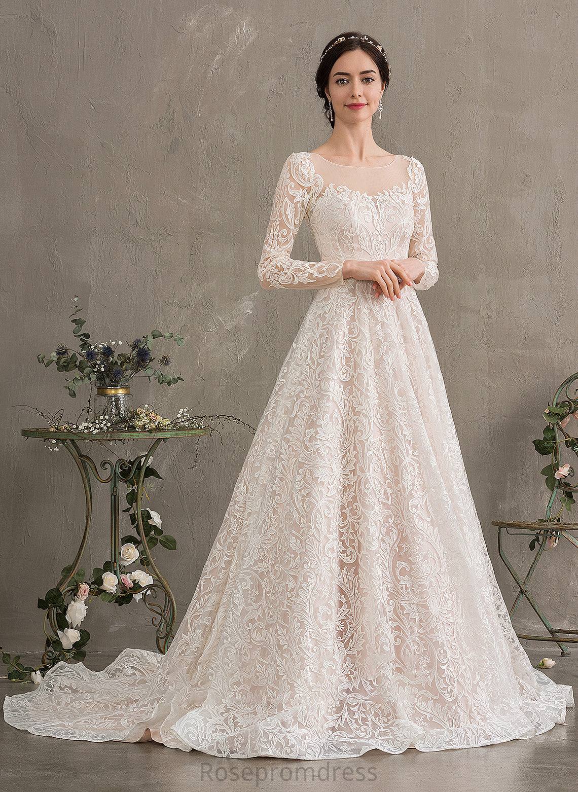 Court Illusion Wedding Lace Kit Train Wedding Dresses Dress Ball-Gown/Princess