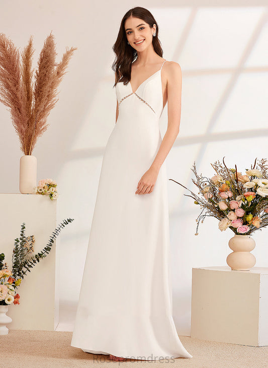 Front Dress Jaiden Split Train Beading Wedding Dresses Wedding V-neck Sweep A-Line With
