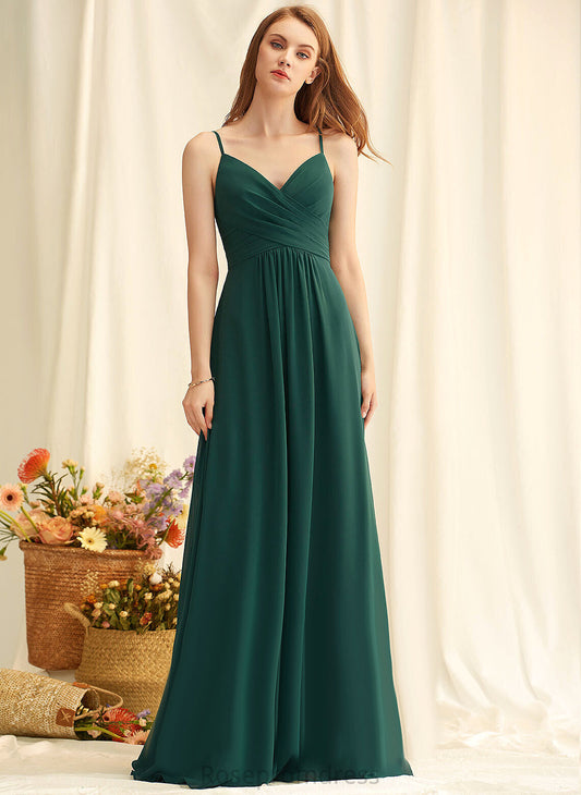 Fabric Embellishment Length Silhouette Floor-Length A-Line Pleated V-neck Neckline Muriel Bridesmaid Dresses