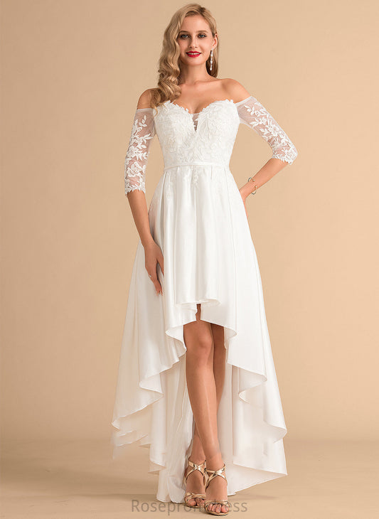 Lace Dress Wedding Satin Asymmetrical A-Line Azul Wedding Dresses