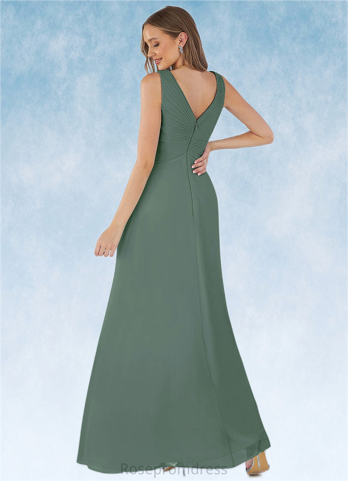 Sharon A-Line Pleated Chiffon Floor-Length Dress SRSP0019699