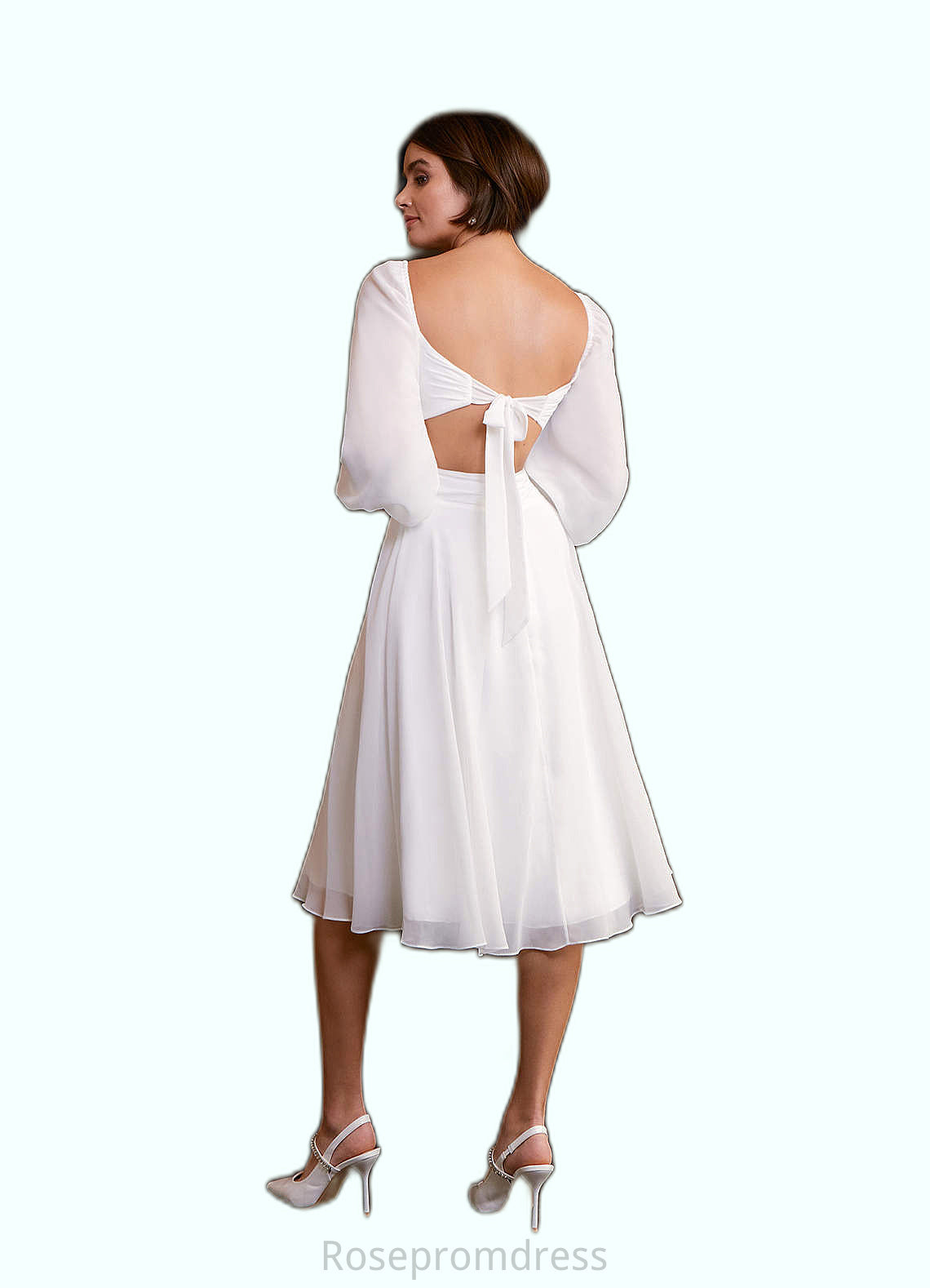 Keely A-Line Pleated Chiffon Knee-Length Dress SRSP0020070