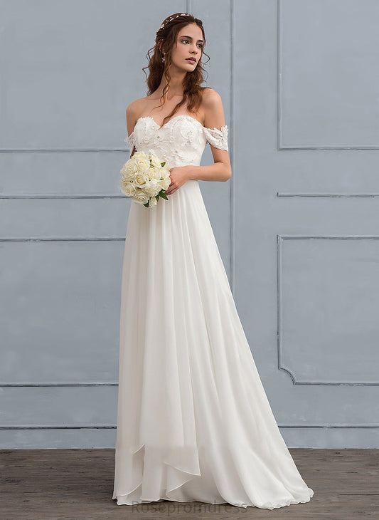 Lace Train Dress Juliette With A-Line Wedding Wedding Dresses Sweep Chiffon Flower(s) Beading