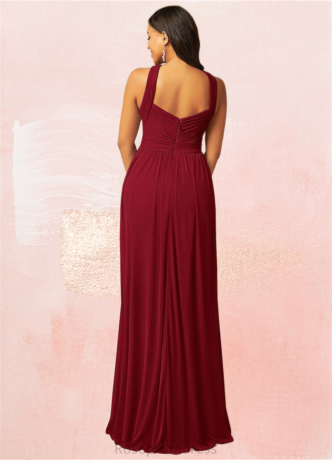 Ayana A-Line Pleated Mesh Floor-Length Dress SRSP0019715