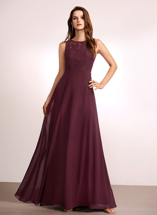 Floor-Length Sleeve A-Line Lace RegularStraps Silhouette Straps Length Fabric Olivia Spaghetti Staps Sleeveless Bridesmaid Dresses