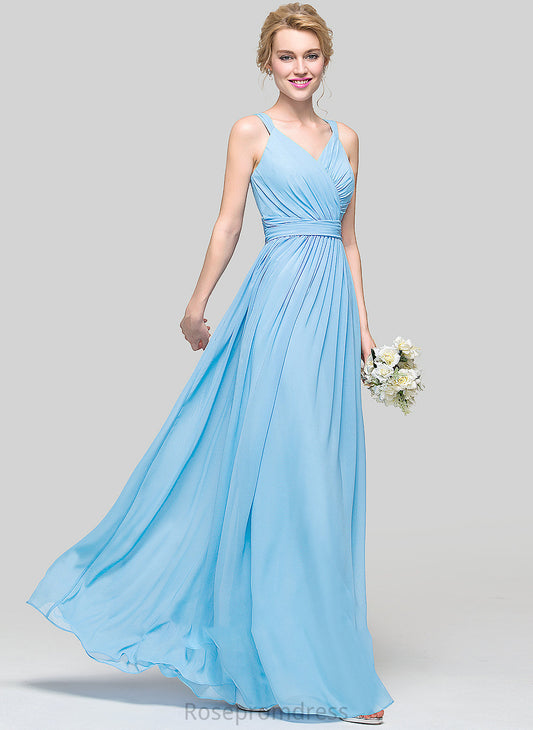 Embellishment Bow(s) Neckline Length V-neck Fabric Ruffle Floor-Length A-Line Silhouette Litzy Bridesmaid Dresses