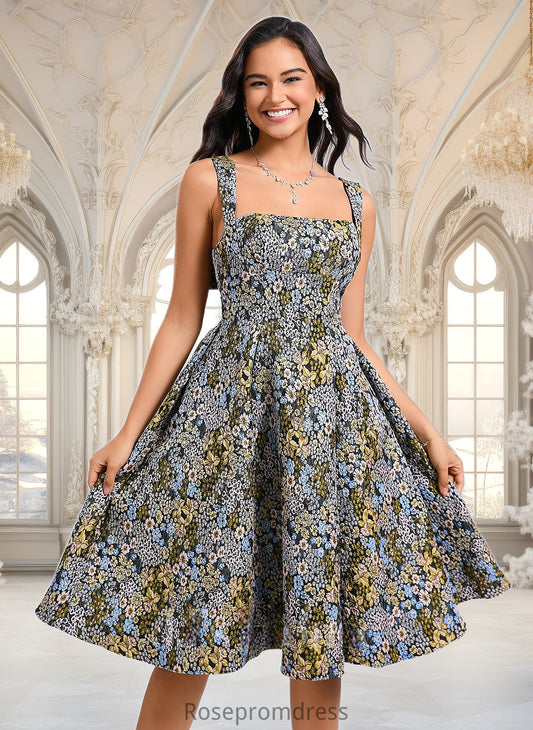 Giada A-line Square Knee-Length Jacquard Homecoming Dress With Bow DSP0025687