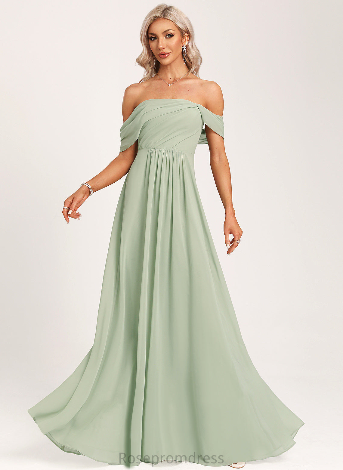 Fabric Floor-Length Ruffle Off-the-Shoulder Length Neckline Silhouette Embellishment A-Line Kit Velvet Trumpet/Mermaid Bridesmaid Dresses