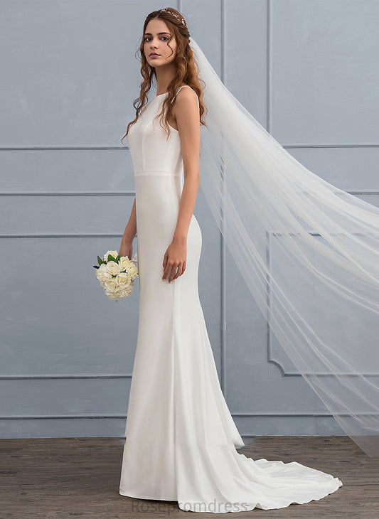 Jersey Train Neck Sweep Dress Trumpet/Mermaid Jaqueline Wedding Dresses Wedding Scoop