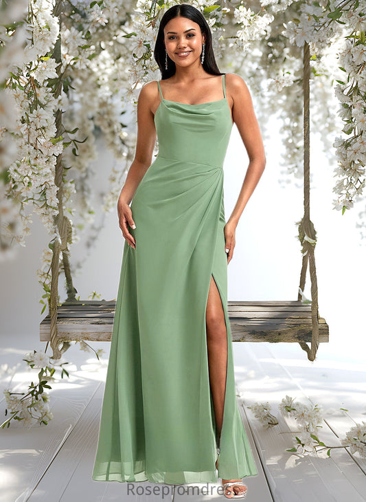 Lilith A-line Cowl Floor-Length Chiffon Bridesmaid Dress DSP0025741