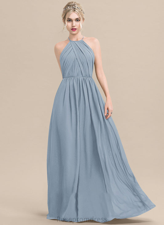 Silhouette A-Line Floor-Length Length Ruffle Embellishment Neckline Fabric ScoopNeck Patience Natural Waist Spaghetti Staps Bridesmaid Dresses