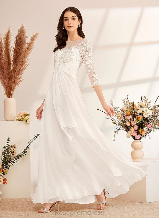 Illusion Floor-Length With Ruffle Dress Milagros A-Line Wedding Wedding Dresses Beading