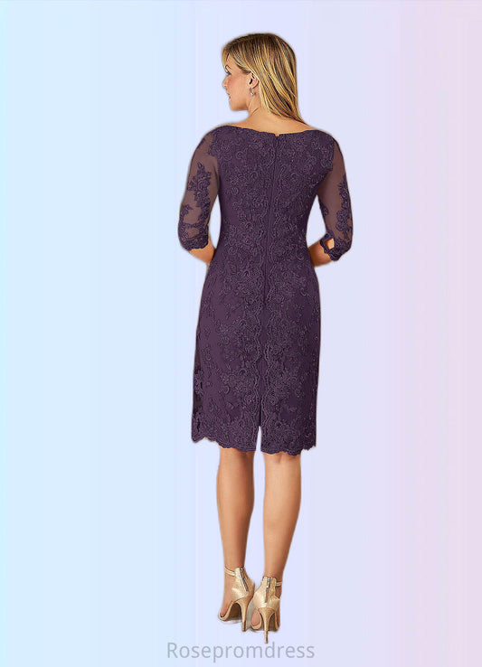 Nathalie Sheath Lace Chiffon Knee-Length Dress SRSP0019901