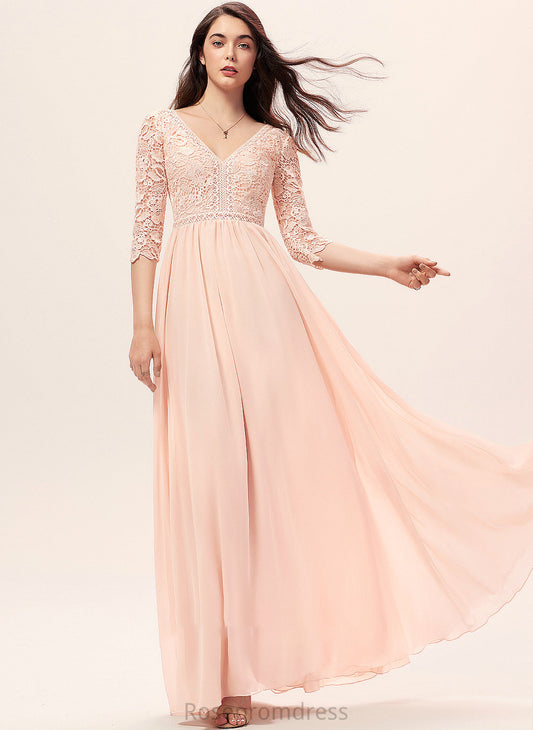 Lace Silhouette Length A-Line Neckline Straps Floor-Length Fabric V-neck Addyson Bridesmaid Dresses