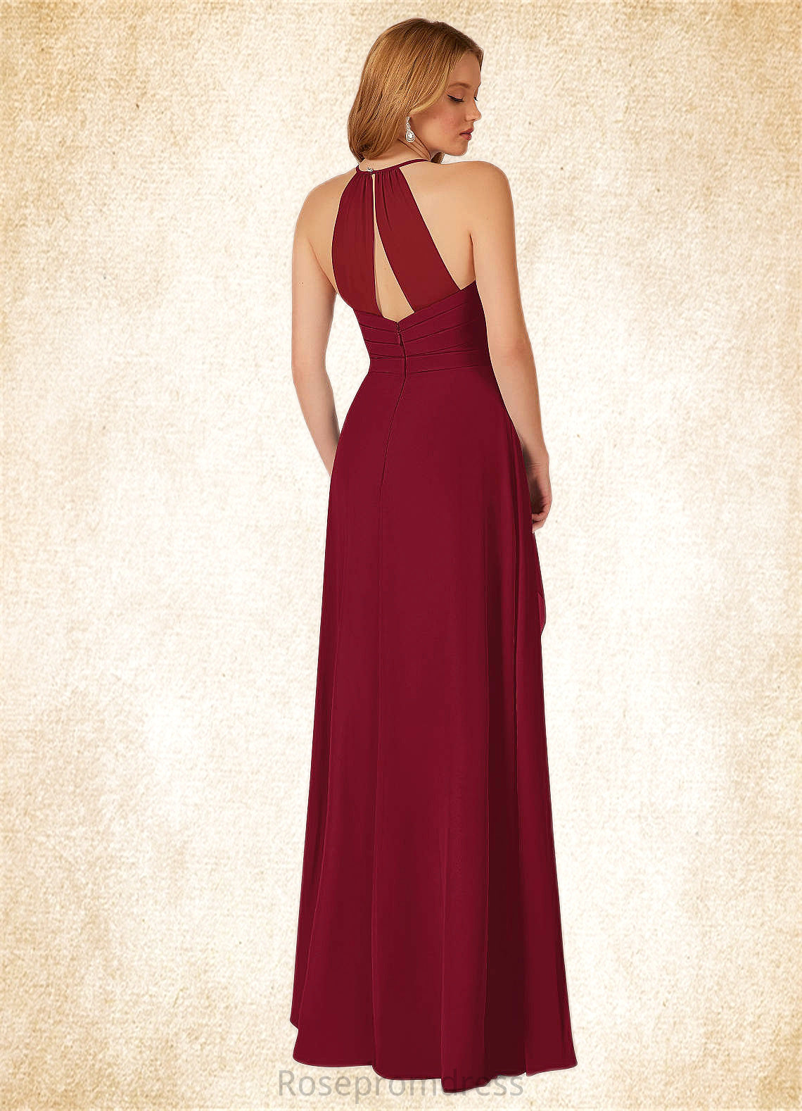 Sandra A-Line Pleated Chiffon Floor-Length Dress SRSP0019722