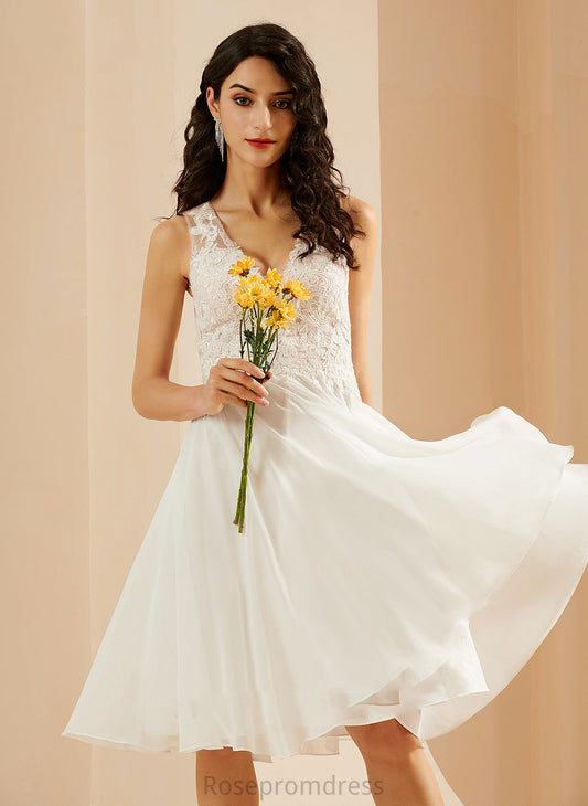 A-Line Knee-Length With Kassidy Dress Wedding Dresses Lace V-neck Wedding Sequins